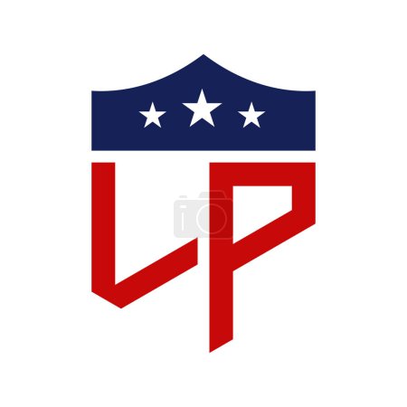 Patriotisches LP Logo Design. Letter LP Patriotic American Logo Design für politische Kampagne und jede Veranstaltung in den USA.