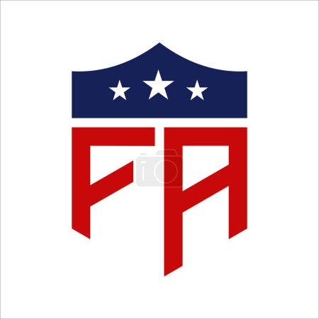 Patriotisches FA Logo Design. Brief FA Patriotic American Logo Design für politische Kampagne und jedes Ereignis in den USA.