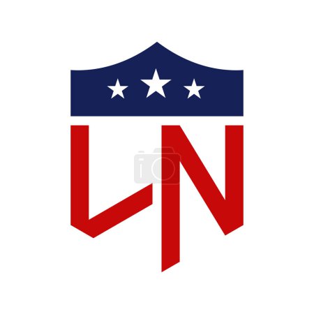 Diseño Patriótico de Logo LN. Letra LN Patriotic American Logo Design for Political Campaign and any USA Event.