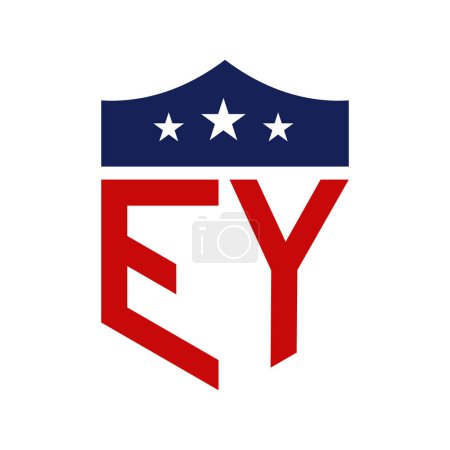 Patriotisches EY Logo Design. Brief EY Patriotisch-amerikanisches Logo-Design für politische Kampagne und jedes Ereignis in den USA.