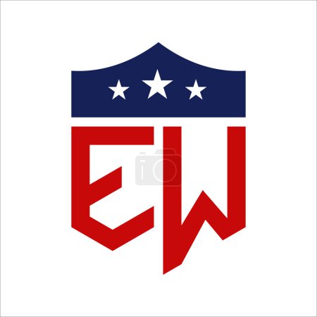 Conception patriotique du logo EW. Lettre EW Patriotic American Logo Design for Political Campaign and any USA Event.