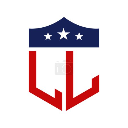 Conception patriotique LL Logo. Lettre LL Patriotic American Logo Design for Political Campaign et tout événement aux États-Unis.