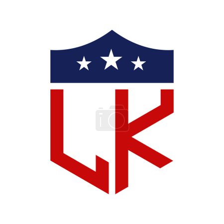 Logo Patriotique LK Design. Lettre LK Patriotic American Logo Design for Political Campaign and any USA Event.