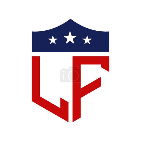 Diseño patriótico del logotipo de LF. Carta LF Patriotic American Logo Design for Political Campaign y cualquier evento de EE.UU..