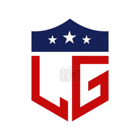 Diseño patriótico del logotipo LG. Carta LG Patriotic American Logo Design para la campaña política y cualquier evento de EE.UU..