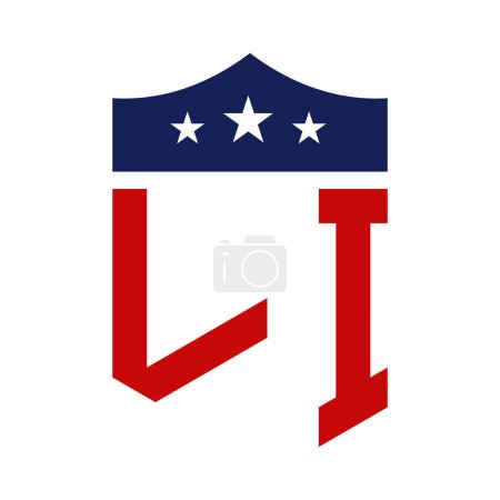 Patriotisches LI Logo Design. Letter LI Patriotic American Logo Design für politische Kampagne und jedes Ereignis in den USA.