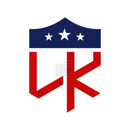 Diseño patriótico del logotipo de LK. Carta LK Patriotic American Logo Design for Political Campaign y cualquier evento de EE.UU..