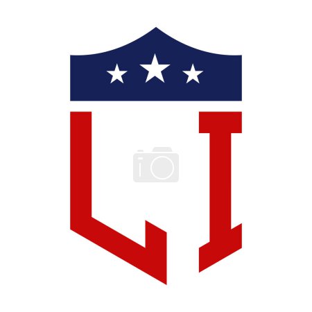 Diseño patriótico del logotipo de LI. Letra LI Patriotic American Logo Design for Political Campaign and any USA Event.