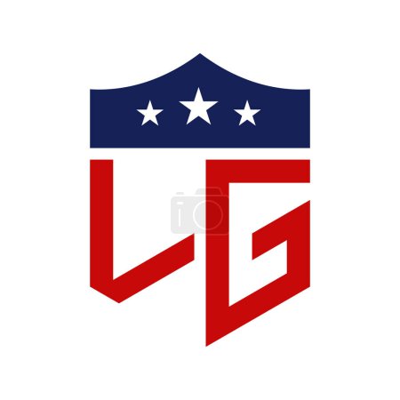 Patriotisches LG Logo Design. Letter LG Patriotic American Logo Design für politische Kampagne und jedes Ereignis in den USA.