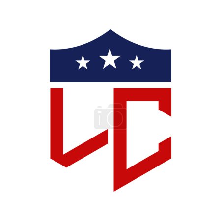 Diseño Patriótico del Logotipo LC. Carta LC Patriotic American Logo Design para la Campaña Política y cualquier Evento de EE.UU..