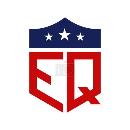 Diseño patriótico del logotipo de EQ. Carta EQ Patriotic American Logo Design para la campaña política y cualquier evento de EE.UU..