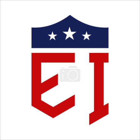 Téléchargez les illustrations : Conception patriotique du logo EI. Lettre IE Patriotic American Logo Design for Political Campaign and any USA Event. - en licence libre de droit