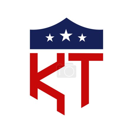 Patriotic KT Logo Design. Letter KT Patriotic American Logo Design for Political Campaign and any USA Event.