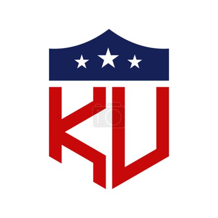 Conception patriotique de logo de KU. Lettre KU Patriotic American Logo Design for Political Campaign and any USA Event.