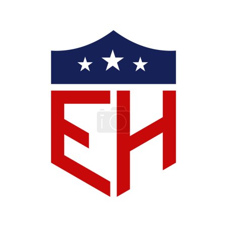 Patriotisches EH Logo Design. Brief EH Patriotic American Logo Design für politische Kampagne und jedes Ereignis in den USA.