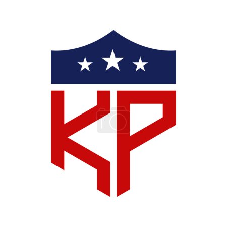 Diseño patriótico del logotipo de KP. Letra KP Patriotic American Logo Design for Political Campaign and any USA Event.
