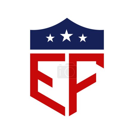 Patriotisches EF Logo Design. Brief EF Patriotic American Logo Design für politische Kampagne und jedes Ereignis in den USA.