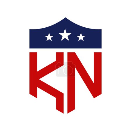 Patriotisches KN Logo Design. Brief KN Patriotisch-amerikanisches Logo-Design für politische Kampagne und jedes Ereignis in den USA.