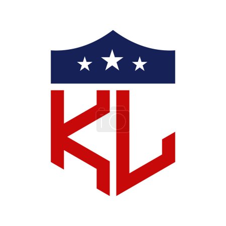 Patriotisches KL-Logo-Design. Letter KL Patriotic American Logo Design für politische Kampagne und jedes Ereignis in den USA.