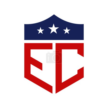 Patriotisches Logo der EG. Brief EC Patriotic American Logo Design für politische Kampagne und jedes Ereignis in den USA.