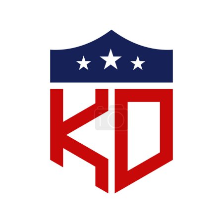 Diseño patriótico del logotipo de KD. Letra KD Patriotic American Logo Design for Political Campaign and any USA Event.