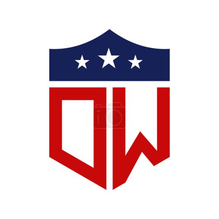Patriotisches DW-Logo-Design. Brief DW Patriotisch-amerikanisches Logo-Design für politische Kampagne und jedes Ereignis in den USA.