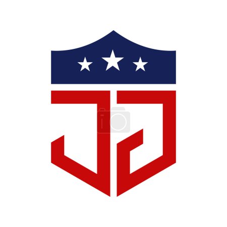 Patriotische JJ Logo Design. Brief JJ Patriotic American Logo Design für politische Kampagne und jedes Ereignis in den USA.