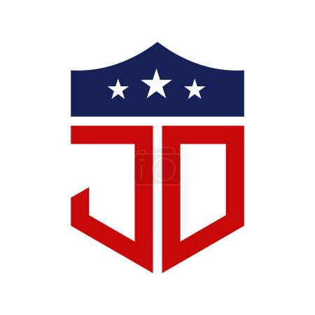 Patriotisches JD Logo Design. Brief JD Patriotic American Logo Design für politische Kampagne und jedes Ereignis in den USA.