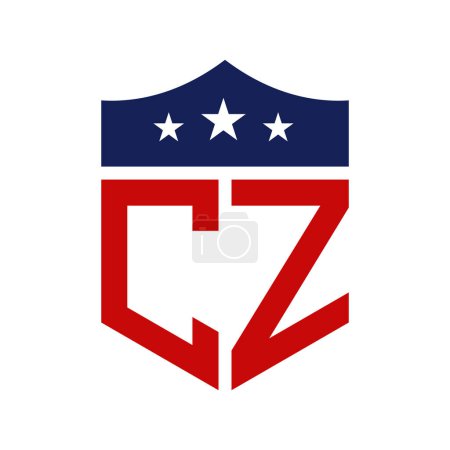 Patriotisches CZ Logo Design. Letter CZ Patriotic American Logo Design für politische Kampagne und jedes Ereignis in den USA.