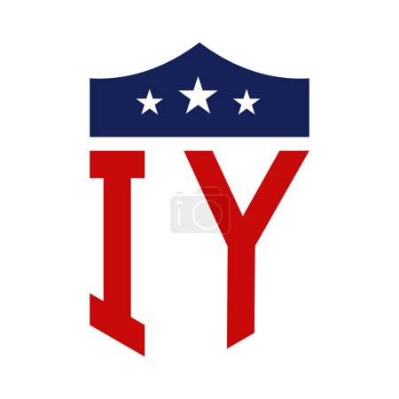 Diseño patriótico del logotipo de IY. Carta IY Patriotic American Logo Design para la campaña política y cualquier evento de EE.UU..