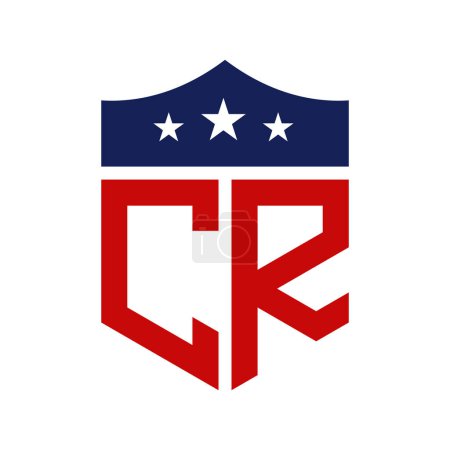 Conception patriotique du logo CR. Lettre CR Patriotic American Logo Design for Political Campaign and any USA Event.