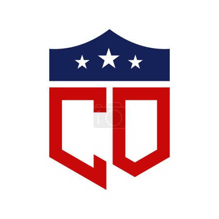 Conception patriotique de logo de CO. Lettre CO Patriotic American Logo Design for Political Campaign and any USA Event.