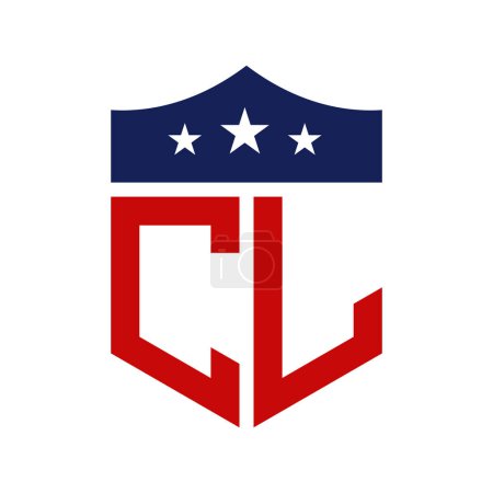 Diseño patriótico del logotipo de CL. Carta CL Patriotic American Logo Design for Political Campaign y cualquier evento de EE.UU..