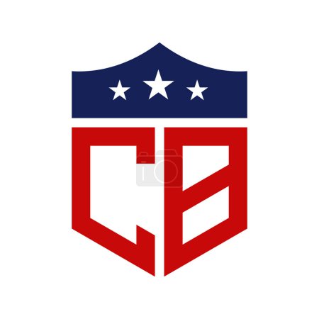 Patriotisches CB Logo Design. Brief CB Patriotic American Logo Design für politische Kampagne und jedes Ereignis in den USA.