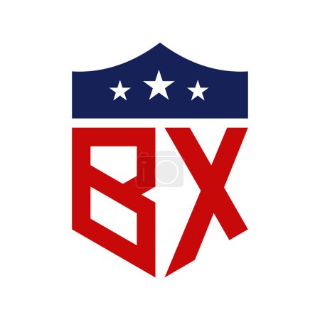 Patriotic BX Logo Design. Letter BX Patriotic American Logo Design for Political Campaign and any USA Event.