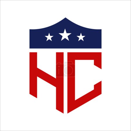 Patriotisches HC Logo Design. Brief HC Patriotic American Logo Design für politische Kampagne und jedes Ereignis in den USA.