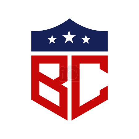 Patriotic BC Logo Design. Letter BC Patriotic American Logo Design for Political Campaign and any USA Event.