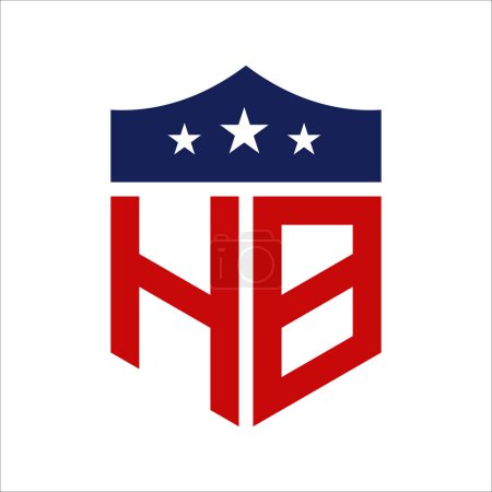 Patriotisches HB Logo Design. Brief HB Patriotic American Logo Design für politische Kampagne und jedes Ereignis in den USA.
