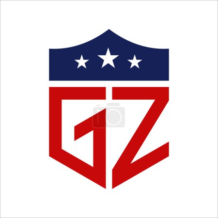Conception patriotique du logo GZ. Lettre GZ Patriotic American Logo Design for Political Campaign and any USA Event.