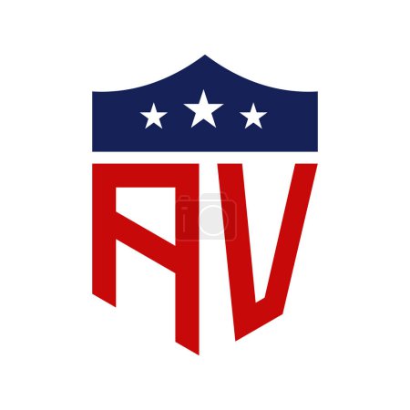 Patriotic AV Logo Design. Letter AV Patriotic American Logo Design for Political Campaign and any USA Event.