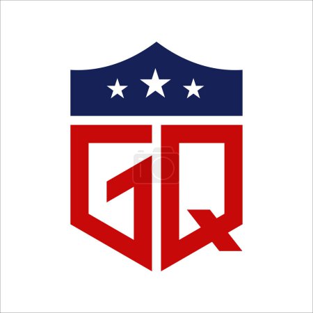 Conception patriotique de logo de GQ. Lettre GQ Patriotic American Logo Design for Political Campaign and any USA Event.