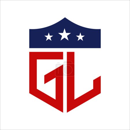 Conception patriotique du logo GL. Lettre GL Patriotic American Logo Design for Political Campaign et tout événement aux États-Unis.