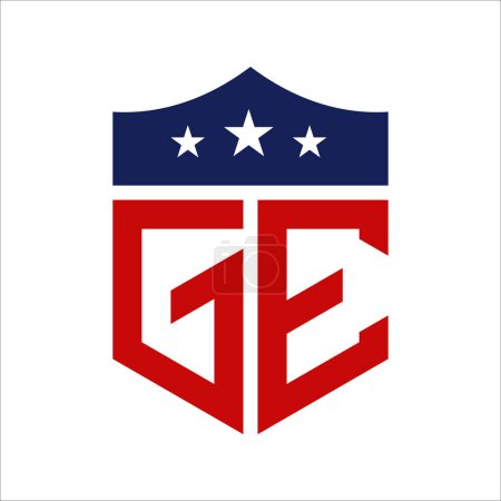 Conception patriotique du logo GE. Lettre GE Patriotic American Logo Design for Political Campaign and any USA Event.