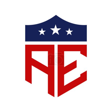 Conception patriotique du logo AE. Lettre AE Patriotic American Logo Design for Political Campaign and any USA Event.