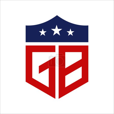 Patriotisches GB Logo Design. Brief GB Patriotisch-amerikanisches Logo-Design für politische Kampagne und jedes Ereignis in den USA.