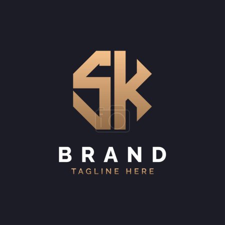 Diseño de Logo SK. Logo SK moderno, minimalista, elegante y de lujo. Letra del alfabeto SK Logo Design for Brand Corporate Business Identity.