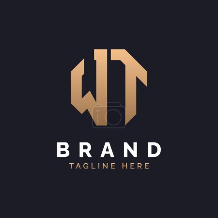 WT Logo Design. Modernes, minimales, elegantes und luxuriöses WT-Logo. Alphabet Letter WT Logo Design für die Corporate Business Identity einer Marke.