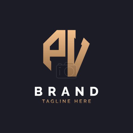 PV Logo Design. Modernes, minimalistisches, elegantes und luxuriöses PV-Logo. Alphabet Letter PV Logo Design für Corporate Business Identity der Marke.