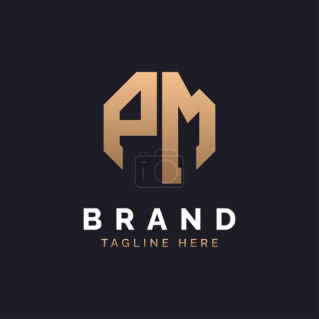 Diseño de Logo PM. Logo PM moderno, minimalista, elegante y de lujo. Letra del alfabeto PM Logo Design for Brand Corporate Business Identity.