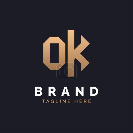 OK Logo Design. Logo moderne, minimaliste, élégant et luxueux OK. Alphabet Letter OK Logo Design pour la marque Identité d'entreprise.